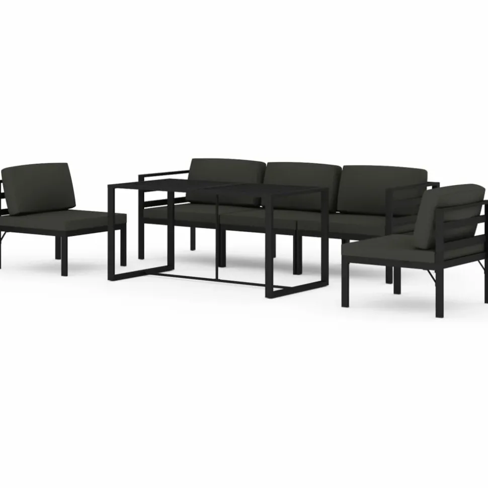 MAISON EXCLUSIVE - Salon de jardin 6 pcs avec coussins aluminium anthracite