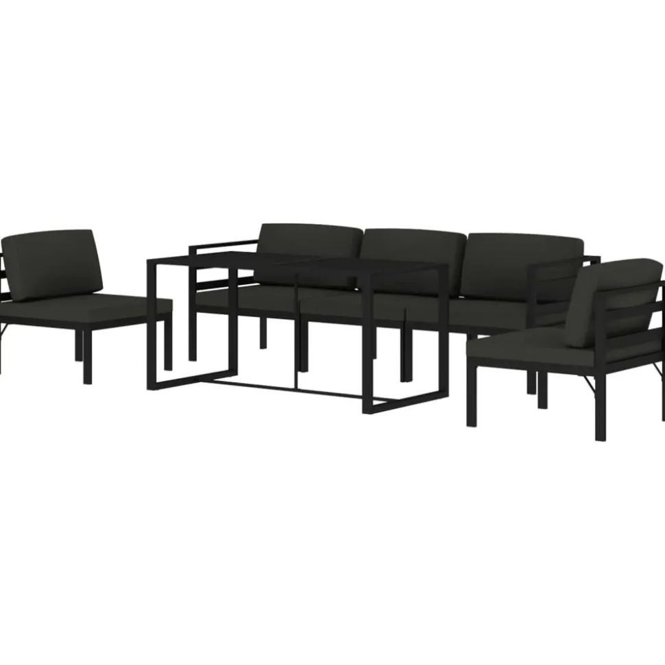 MAISON EXCLUSIVE - Salon de jardin 6 pcs avec coussins aluminium anthracite