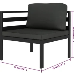 MAISON EXCLUSIVE - Salon de jardin 6 pcs avec coussins aluminium anthracite