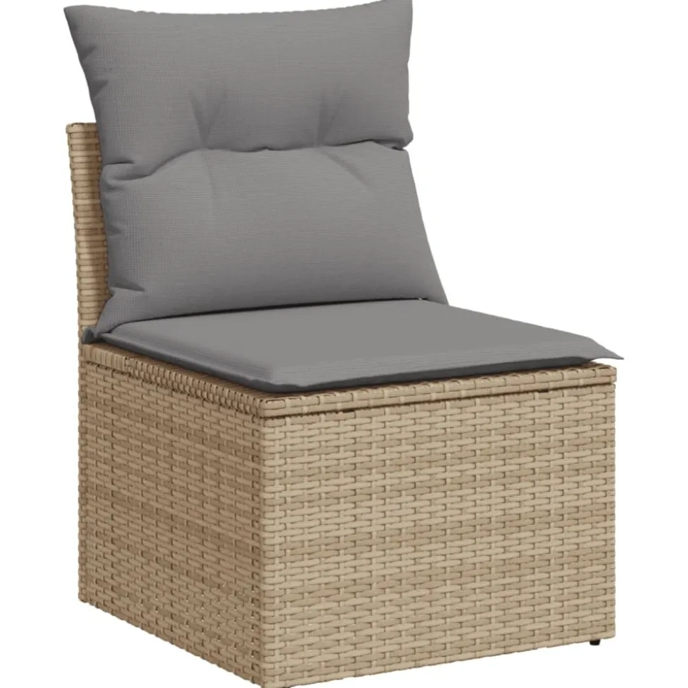 MAISON EXCLUSIVE - Salon de jardin avec coussins 5pcs mélange beige résine tressée