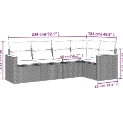MAISON EXCLUSIVE - Salon de jardin avec coussins 5pcs mélange beige résine tressée