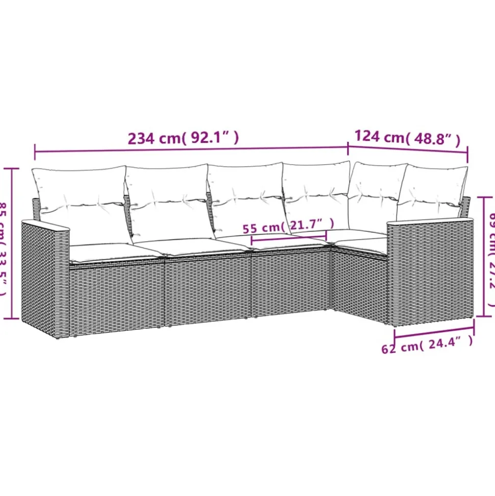 MAISON EXCLUSIVE - Salon de jardin avec coussins 5pcs mélange beige résine tressée