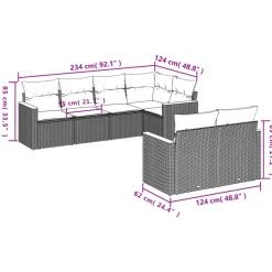 MAISON EXCLUSIVE - Salon de jardin 7 pcs avec coussins noir résine tressée