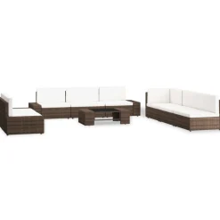 MAISON EXCLUSIVE - Salon de jardin 9 pcs résine tressée marron