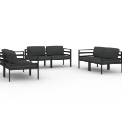 MAISON EXCLUSIVE - Salon de jardin 6 pcs avec coussins aluminium anthracite