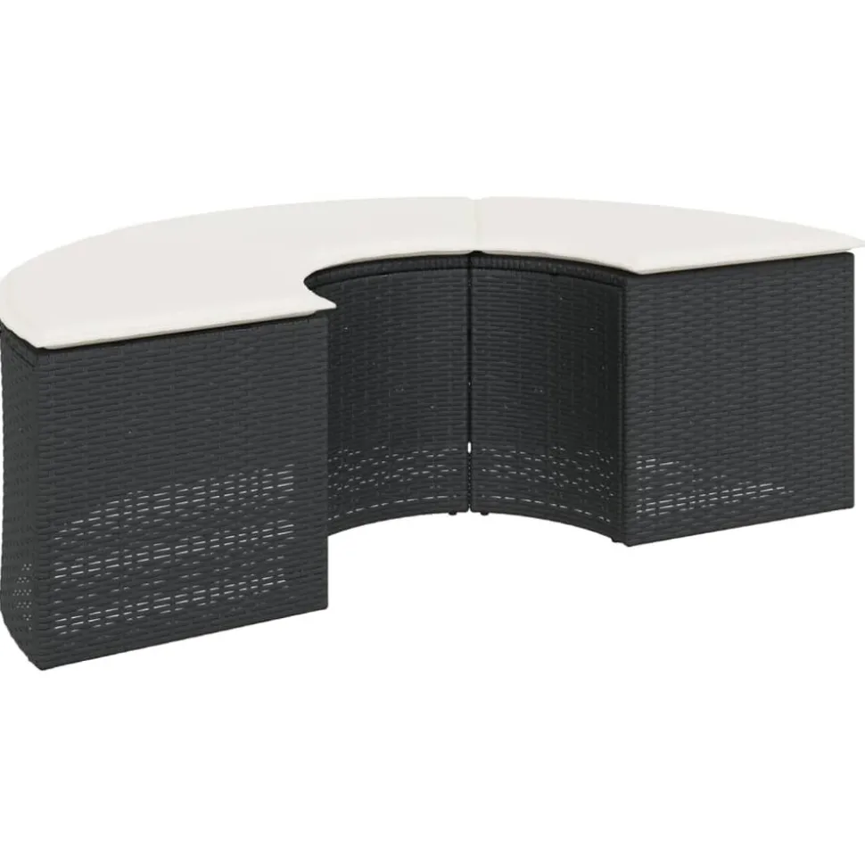MAISON EXCLUSIVE - Salon de jardin 3 pcs demi-rond noir résine tressée
