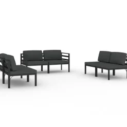 MAISON EXCLUSIVE - Salon de jardin 6 pcs avec coussins aluminium anthracite