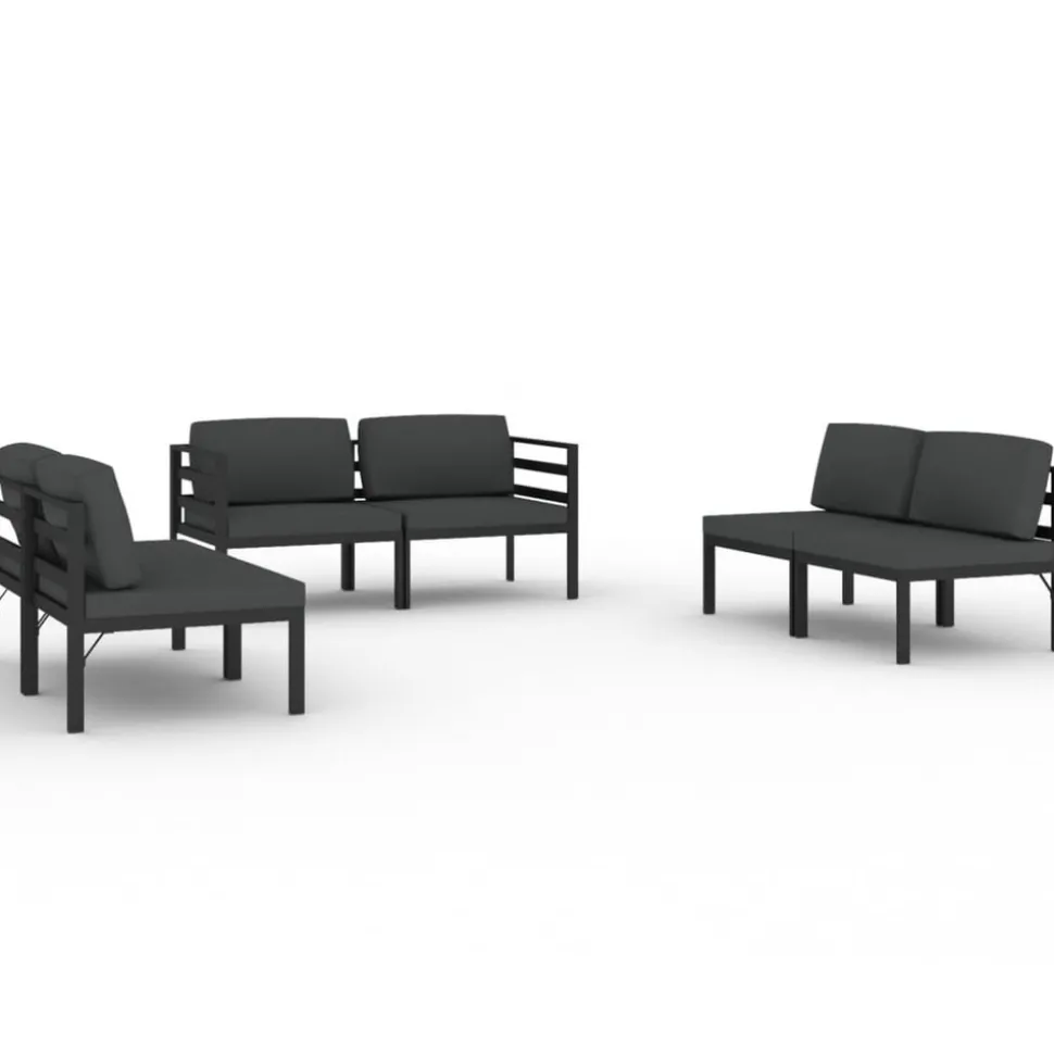 MAISON EXCLUSIVE - Salon de jardin 6 pcs avec coussins aluminium anthracite
