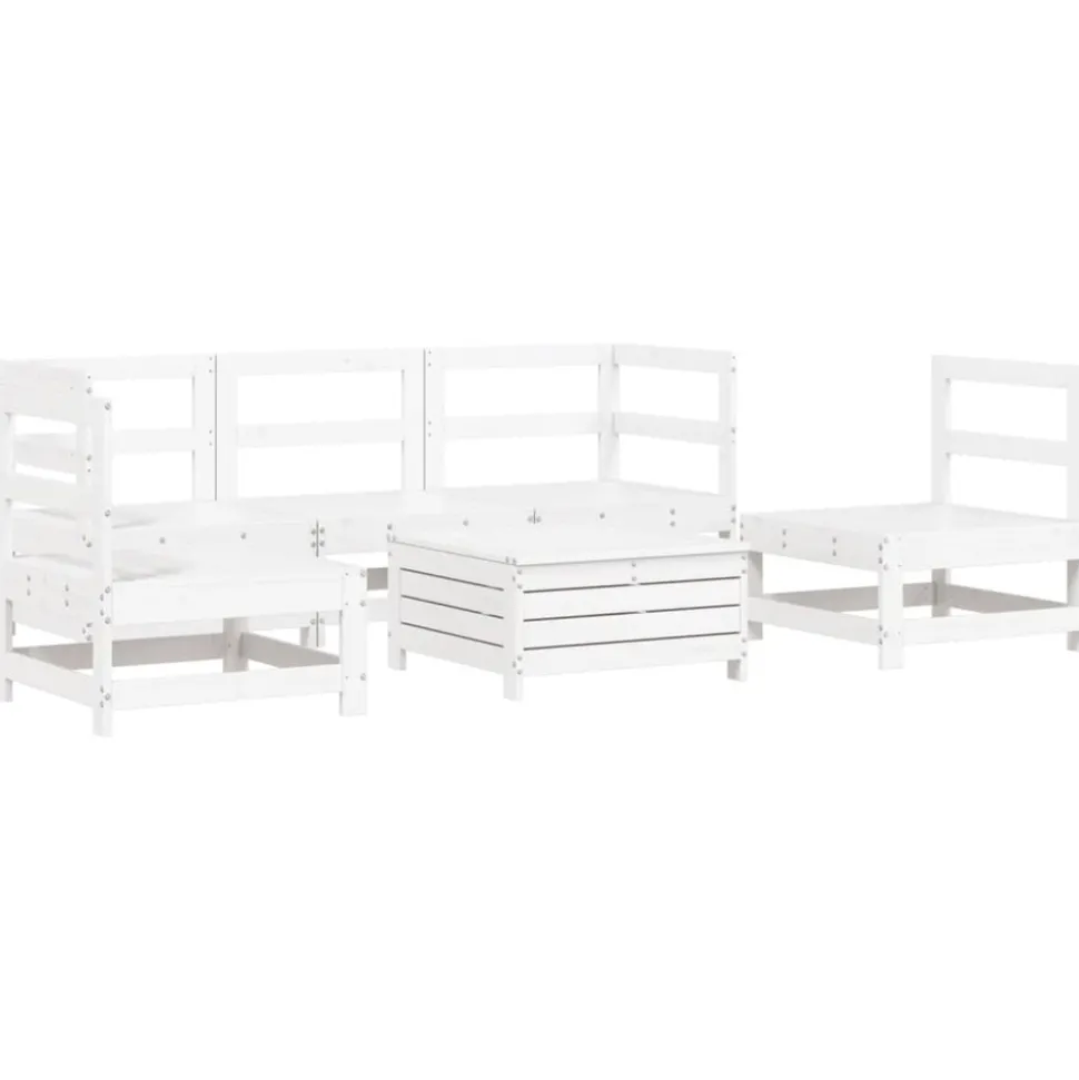 MAISON EXCLUSIVE - Salon de jardin 6 pcs blanc bois de pin massif