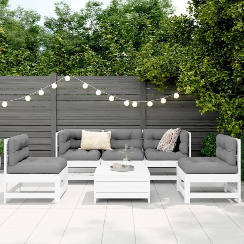 MAISON EXCLUSIVE - Salon de jardin 6 pcs blanc bois de pin massif