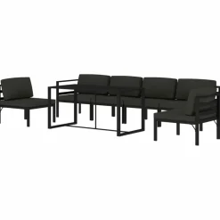 MAISON EXCLUSIVE - Salon de jardin 7 pcs avec coussins aluminium anthracite