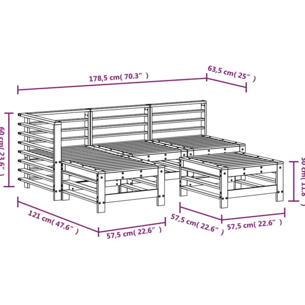 MAISON EXCLUSIVE - Salon de jardin 5 pcs bois massif de pin