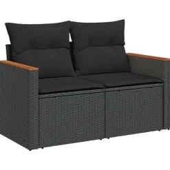 MAISON EXCLUSIVE - Salon de jardin 7 pcs avec coussins noir résine tressée
