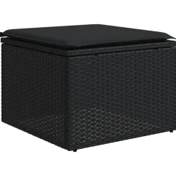 MAISON EXCLUSIVE - Salon de jardin 7 pcs avec coussins noir résine tressée