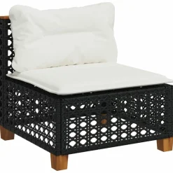 MAISON EXCLUSIVE - Salon de jardin 5 pcs avec coussins noir résine tressée
