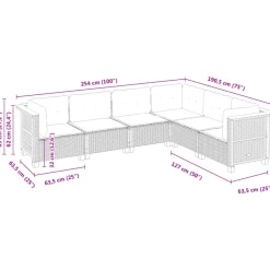 MAISON EXCLUSIVE - Salon de jardin 6 pcs avec coussins gris résine tressée