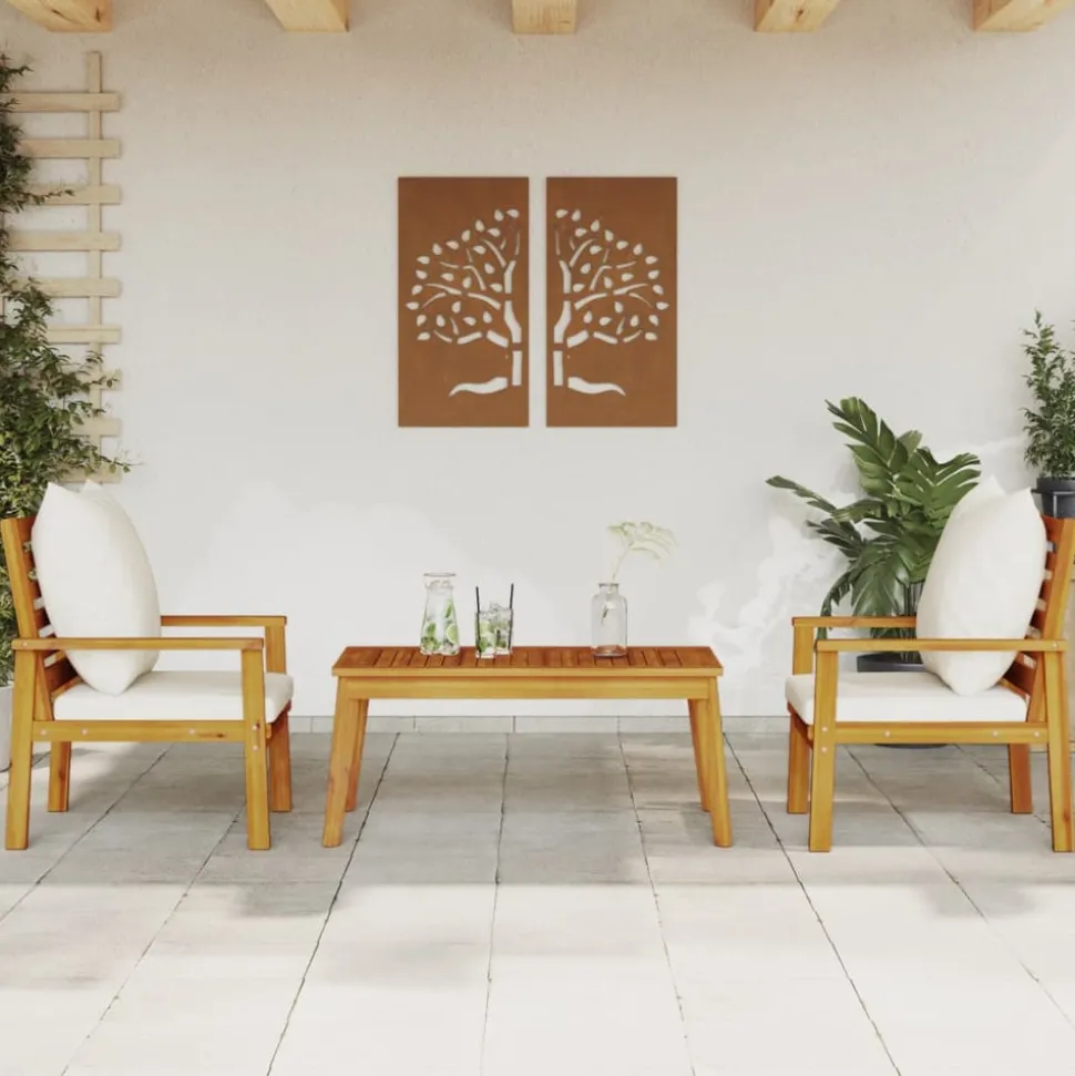 MAISON EXCLUSIVE - Salon de jardin 3 pcs avec coussins bois massif d'acacia