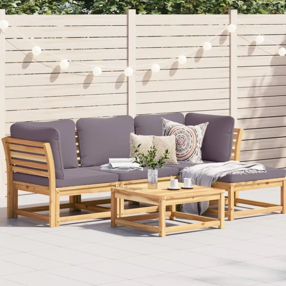 MAISON EXCLUSIVE - Salon de jardin avec coussins 5 pcs bois d'acacia solide