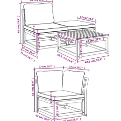 MAISON EXCLUSIVE - Salon de jardin avec coussins 5 pcs bois d'acacia solide