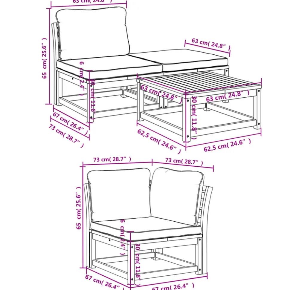 MAISON EXCLUSIVE - Salon de jardin avec coussins 5 pcs bois d'acacia solide
