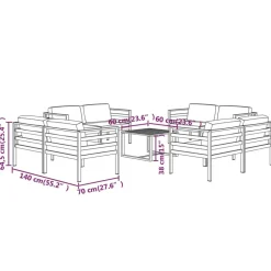 MAISON EXCLUSIVE - Salon de jardin 9 pcs avec coussins aluminium anthracite