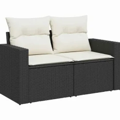 MAISON EXCLUSIVE - Salon de jardin 7 pcs avec coussins noir résine tressée