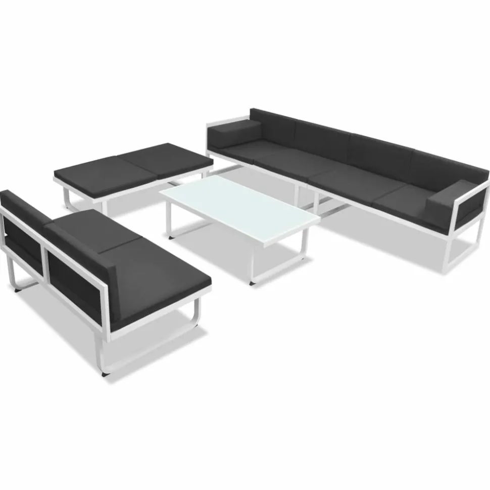 MAISON EXCLUSIVE - Salon de jardin 5 pcs textilène aluminium noir