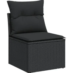MAISON EXCLUSIVE - Salon de jardin 11 pcs avec coussins noir résine tressée