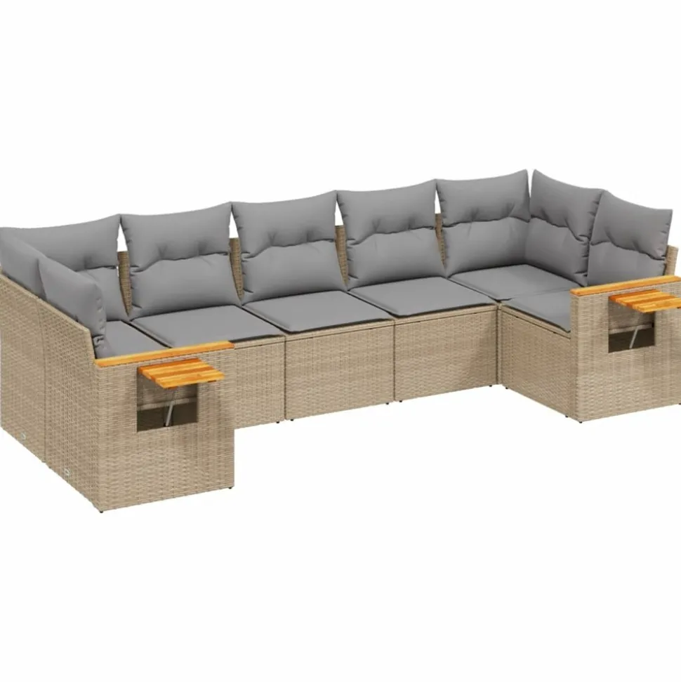 MAISON EXCLUSIVE - Salon de jardin avec coussins 7 pcs beige résine tressée