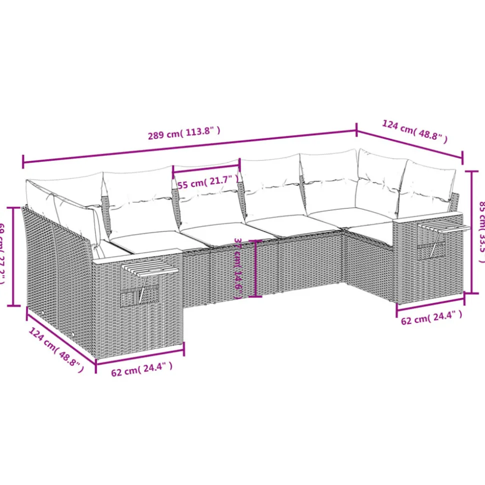 MAISON EXCLUSIVE - Salon de jardin avec coussins 7 pcs beige résine tressée