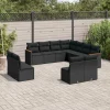 MAISON EXCLUSIVE - Salon de jardin 11 pcs avec coussins noir résine tressée