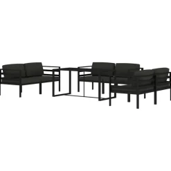 MAISON EXCLUSIVE - Salon de jardin 7 pcs avec coussins aluminium anthracite