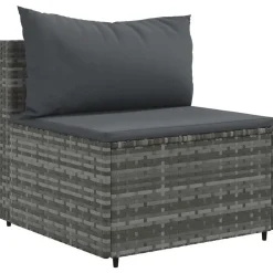 MAISON EXCLUSIVE - Salon de jardin 8 pcs avec coussins gris résine tressée