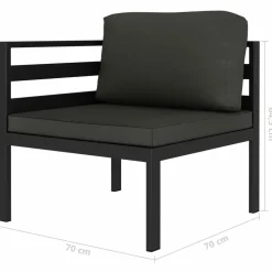 MAISON EXCLUSIVE - Salon de jardin 8 pcs avec coussins aluminium anthracite