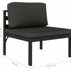 MAISON EXCLUSIVE - Salon de jardin 8 pcs avec coussins aluminium anthracite