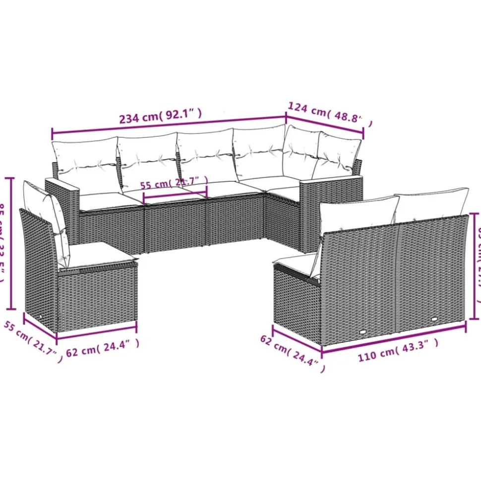 MAISON EXCLUSIVE - Salon de jardin avec coussins 8 pcs beige résine tressée