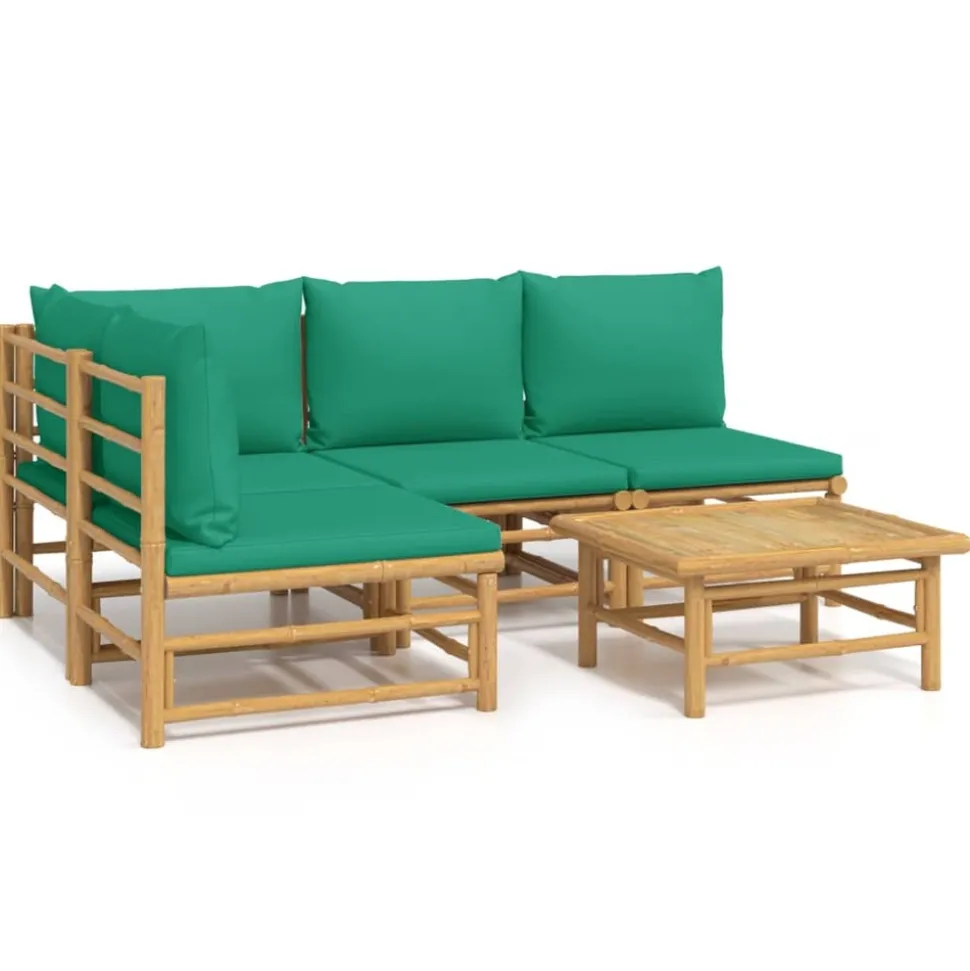 MAISON EXCLUSIVE - Salon de jardin 5 pcs avec coussins vert bambou