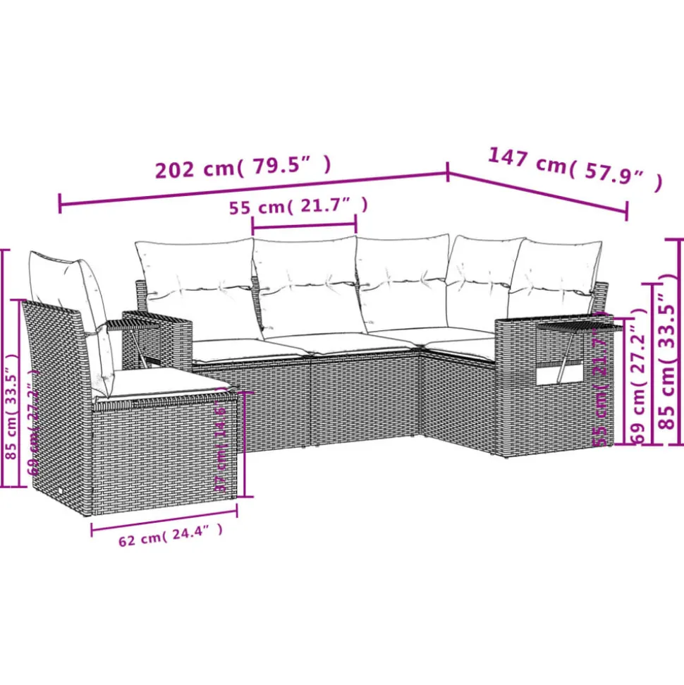 MAISON EXCLUSIVE - Salon de jardin 5 pcs avec coussins noir résine tressée
