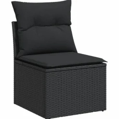 MAISON EXCLUSIVE - Salon de jardin 8 pcs avec coussins noir résine tressée