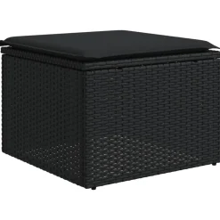 MAISON EXCLUSIVE - Salon de jardin 8 pcs avec coussins noir résine tressée