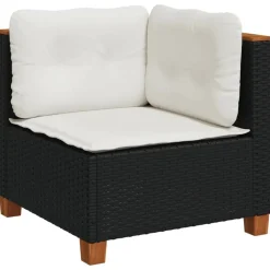 MAISON EXCLUSIVE - Salon de jardin 9 pcs avec coussins noir résine tressée