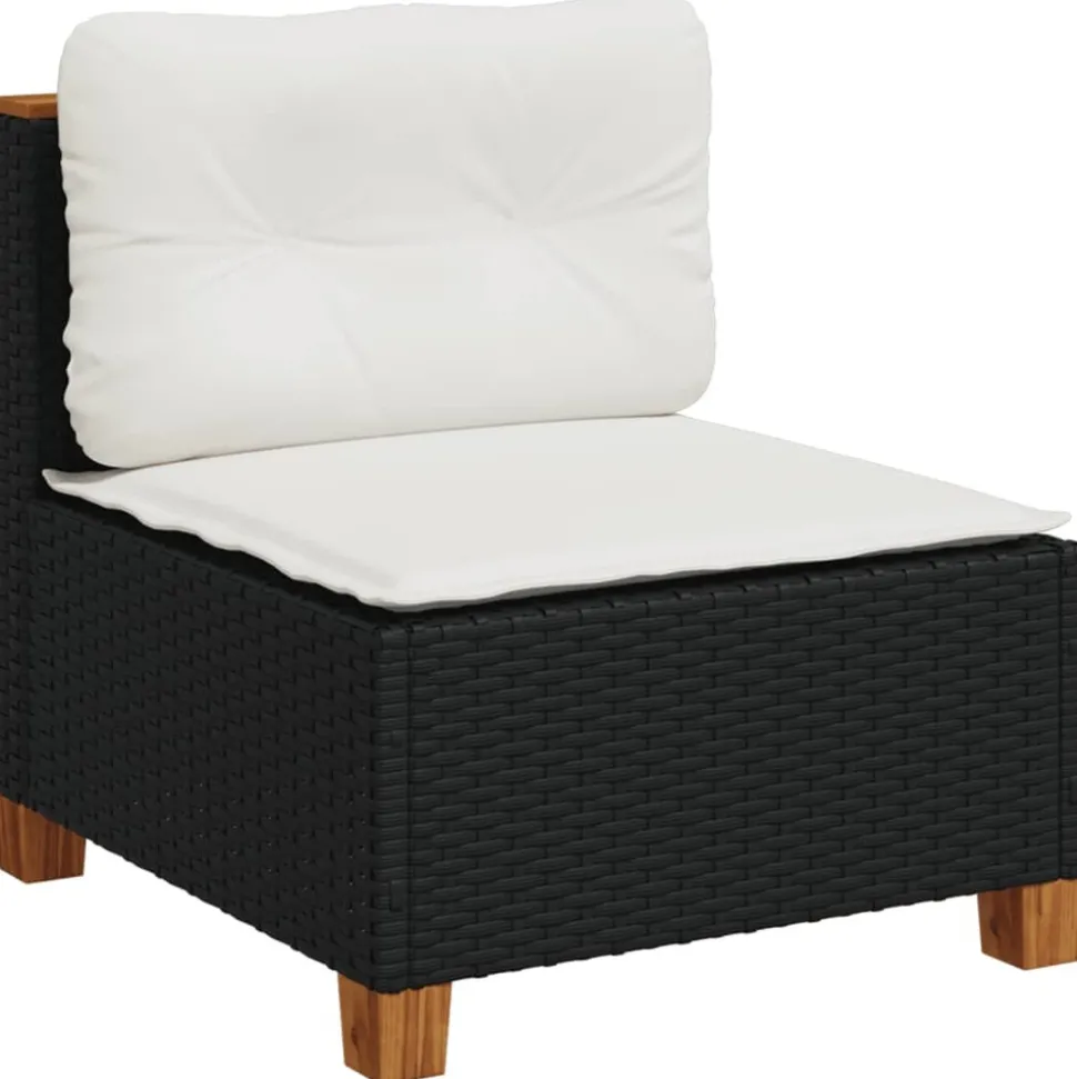 MAISON EXCLUSIVE - Salon de jardin 9 pcs avec coussins noir résine tressée
