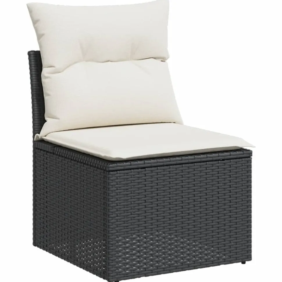 MAISON EXCLUSIVE - Salon de jardin 9 pcs avec coussins noir résine tressée