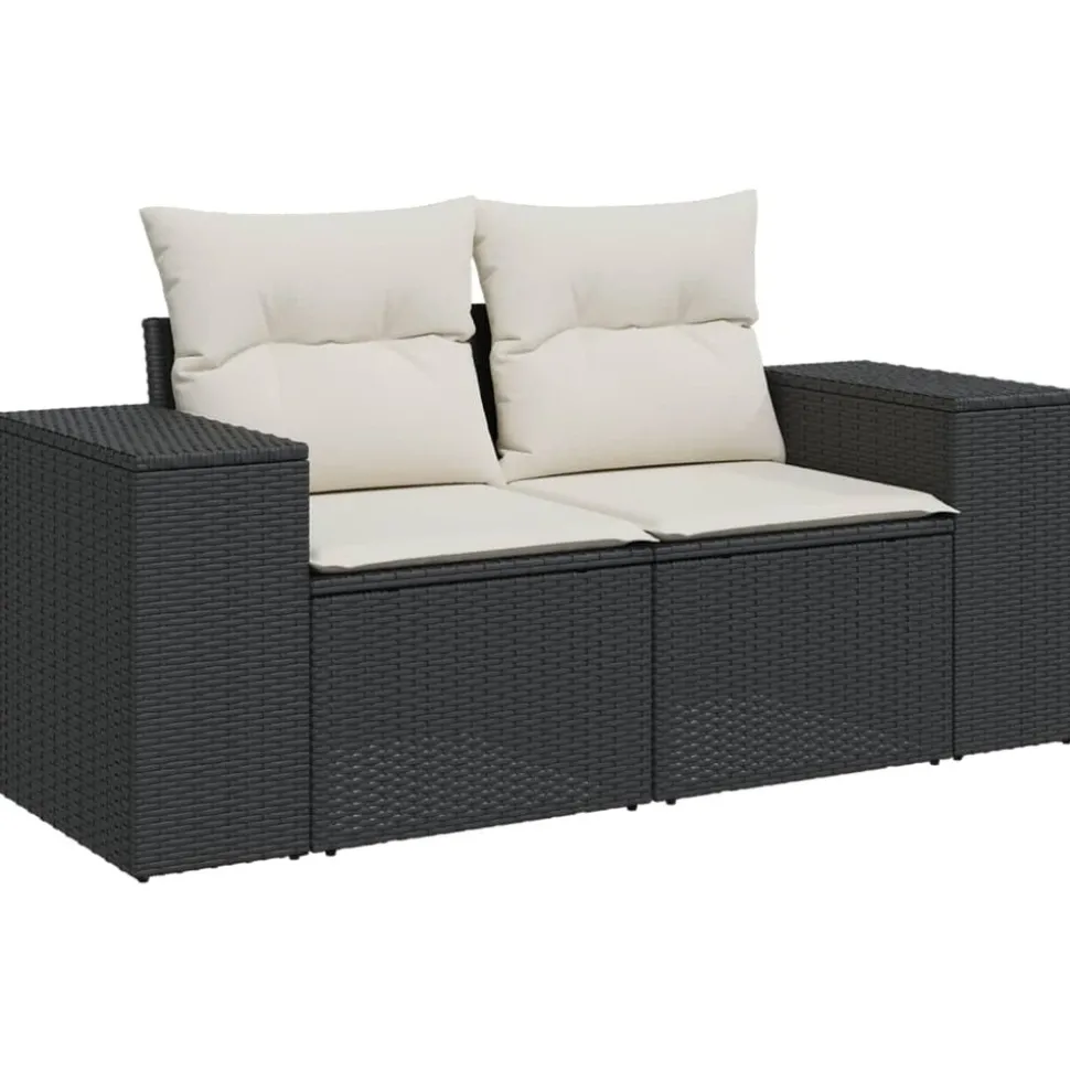 MAISON EXCLUSIVE - Salon de jardin 9 pcs avec coussins noir résine tressée