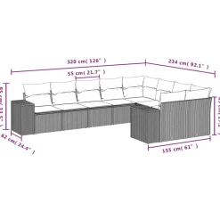 MAISON EXCLUSIVE - Salon de jardin 9 pcs avec coussins noir résine tressée