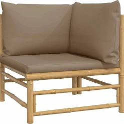 MAISON EXCLUSIVE - Salon de jardin 12 pcs avec coussins taupe bambou