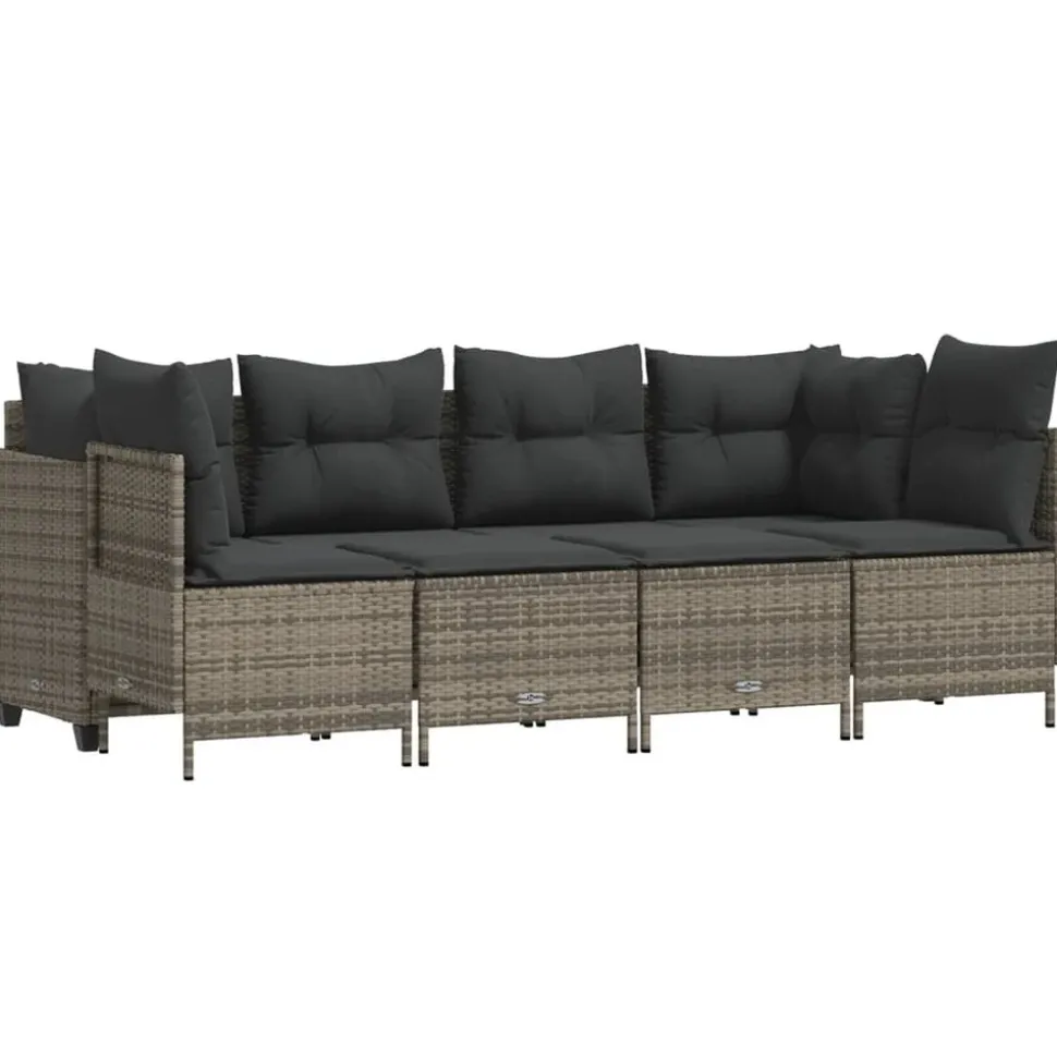 MAISON EXCLUSIVE - Salon de jardin 5 pcs avec coussins gris résine tressée