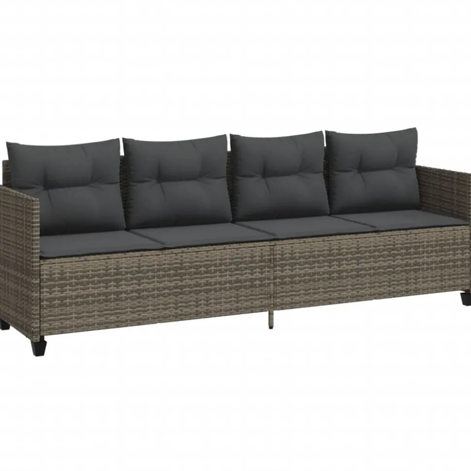 MAISON EXCLUSIVE - Salon de jardin 5 pcs avec coussins gris résine tressée