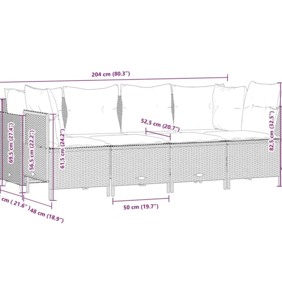 MAISON EXCLUSIVE - Salon de jardin 5 pcs avec coussins gris résine tressée