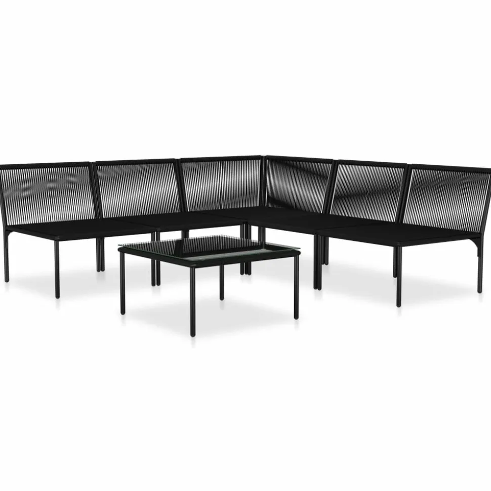 MAISON EXCLUSIVE - Salon de jardin 6 pcs avec coussins noir pvc